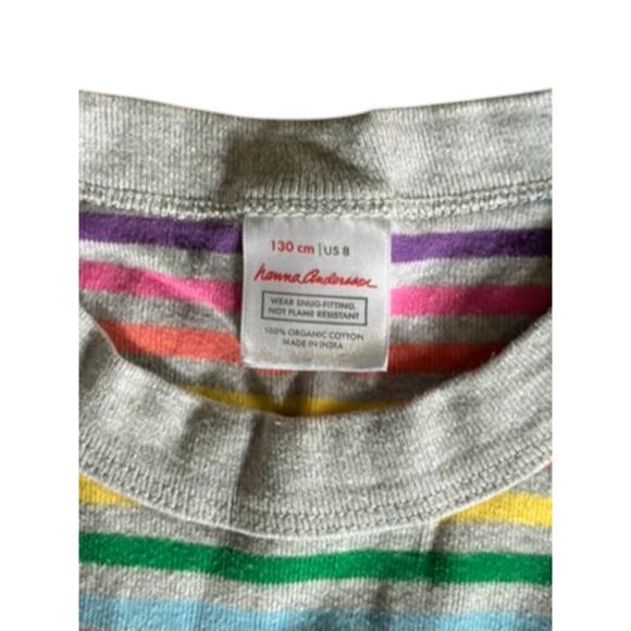Hanna Andersson Gray Stripe Short Sleeve Pajama Top Girl's Size 8 - Picture 2 of 5
